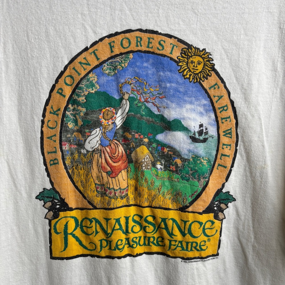 Vintage 1994 Renaissance‎ Pleasure Faire Hanes Beefy-T White Graphic Shirt XL